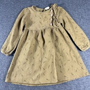 City Mouse Size 5 Girls Gauzy Cotton Boho Dress Button Ruffle